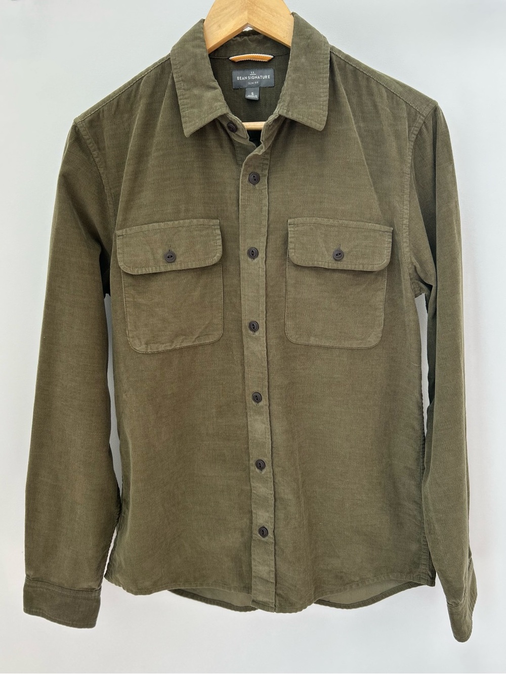 L.L.Bean Signature Wool Blend Corduroy Overshirt Men’s Small Olive